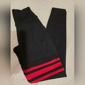 Bombshell Sportswear Black Leggings with Red Stripes Size XS
